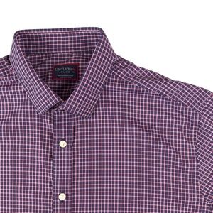 UNTUCKit Mens XL Button Down Shirt Navy Red Micro Check Performance Stretch
